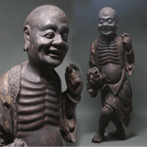 清朝時代 木造金彩 羅漢像