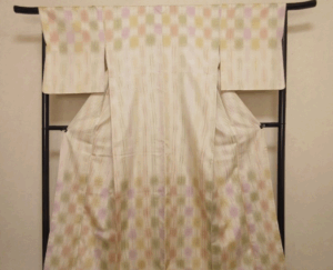 首里花織 付下げ 縦縞市松文様