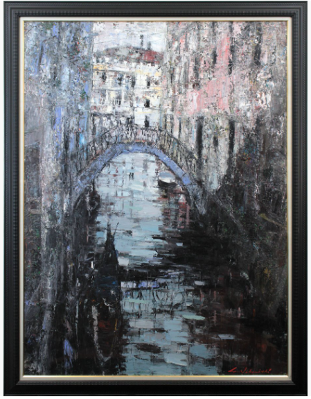 中西繁 「午後のリオ（ヴェネチア）」 油彩画