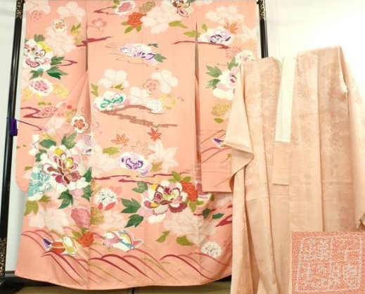 花美人着物■創業460年・千總　訪問着　駒刺繍　吉祥菊花文　暈し染め　金彩　井筒屋謹製　逸品　eee4139 平和屋本店□極上 創業460年・千總 訪問着 駒刺繍 竹垣花文