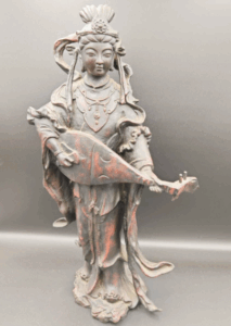 芳山作 古銅 斑紫銅製 弁財天像