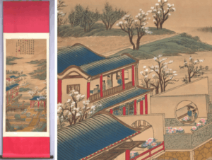 郎世寧 山水楼閣図 掛軸