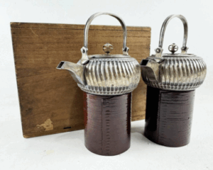 銀製 酒器 一対 菊紋入