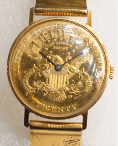 ボーム＆メルシエ 20ドル金貨 K18無垢腕時計