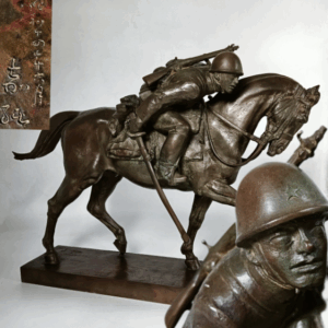 横江嘉純作 ブロンズ彫刻 軍人騎馬像