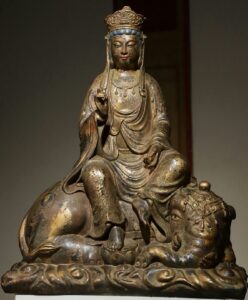 渡鶴羽 銅塗金 普賢菩薩造像