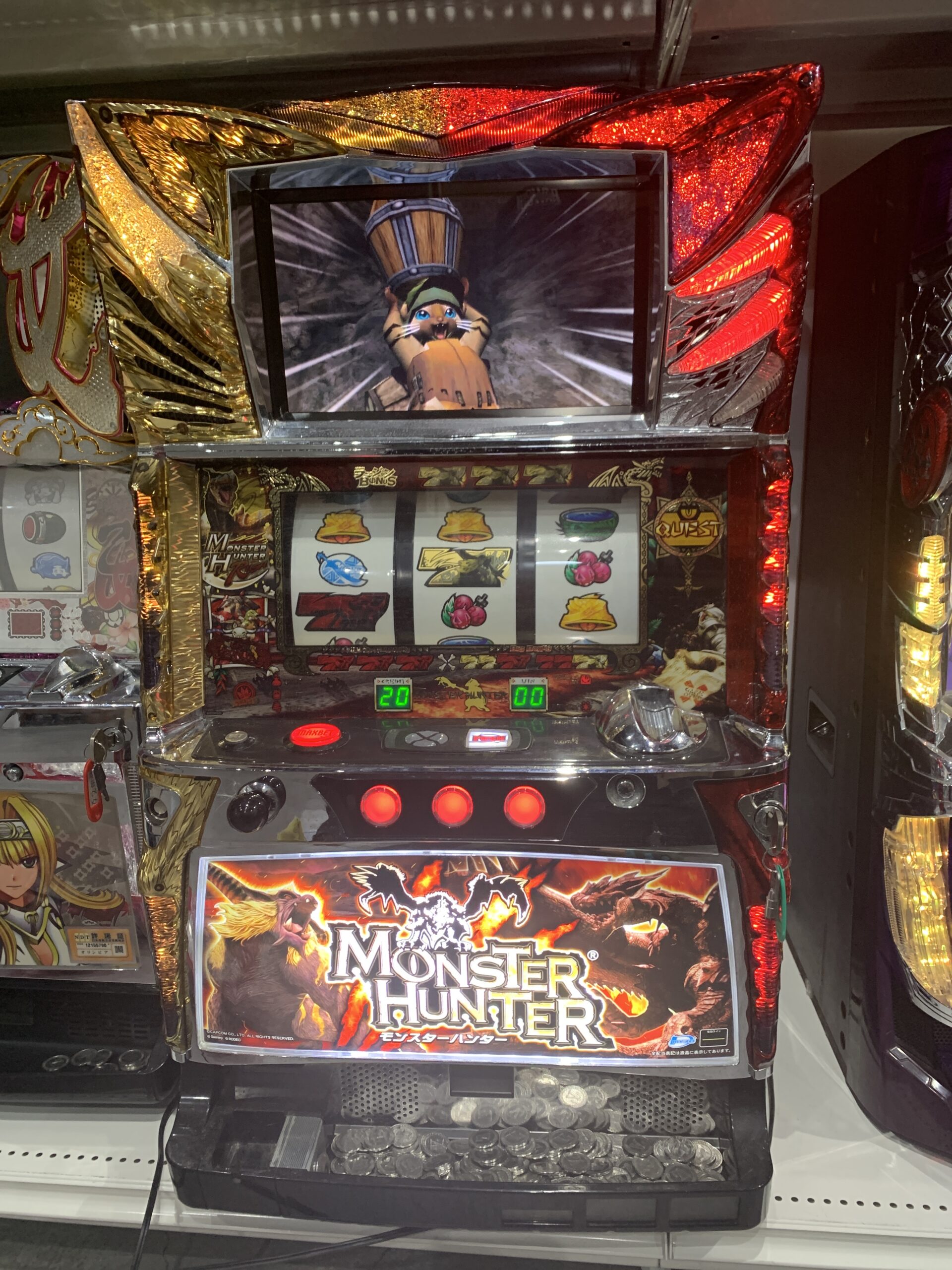 【送料込み】パチスロ　モンスターハンター　実機 パチスロ モンスターハンター 実機 メダル付き 中古品販売