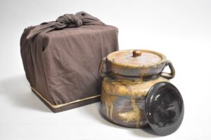 【英】A1051 時代 古備前水指 替蓋付 日本美術 備前焼