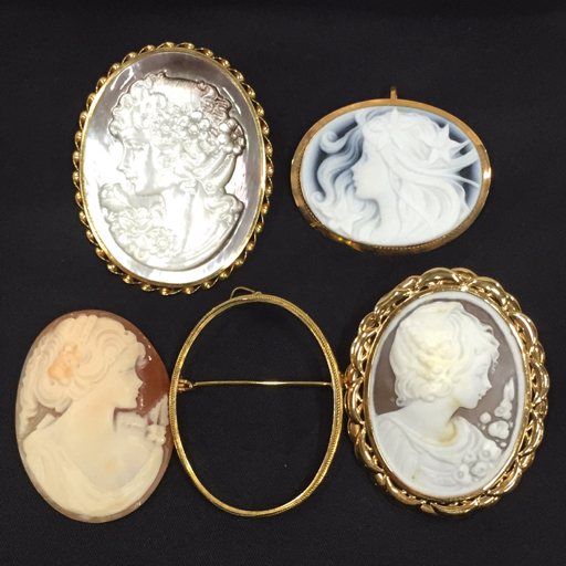 K18 750 カメオ ブローチ ペンダントトップ 2WAY アクセサリー