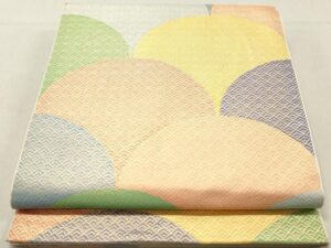 平和屋着物◎織物一筋名門　織悦　全通柄　本袋帯　青海波　金糸　正絹　逸品