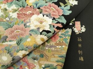 中国三大刺繍　蘇州刺繍　黒留袖