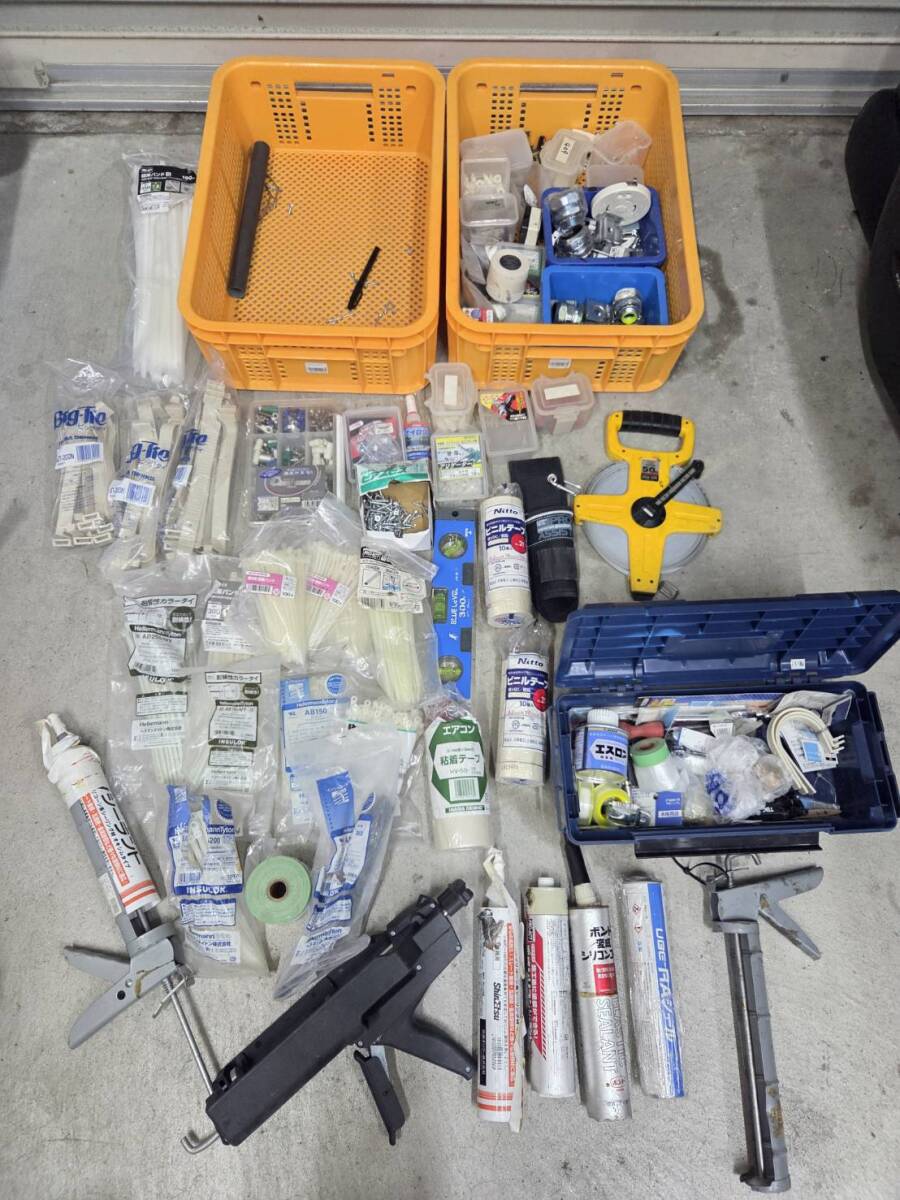 工具 道具 セット まとめて 大量 エアコン用具 シリコーン 結束バンド ビス メジャー