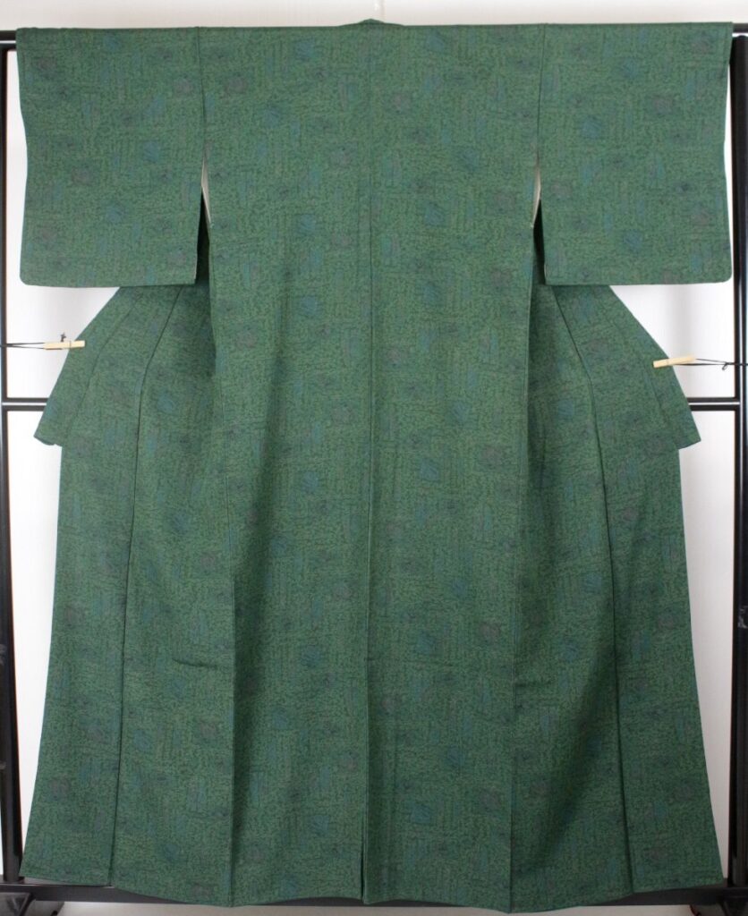 『国宝平等院梵鐘』草木染　ちりめん小紋