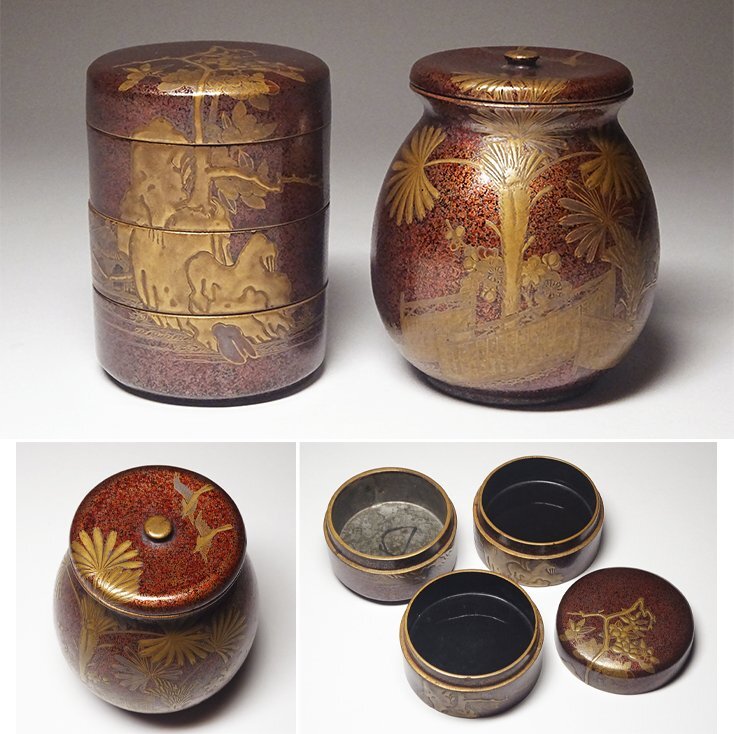 慶應◆江戸時代 梨子地金蒔絵香道具二種 聞香炉・重香合