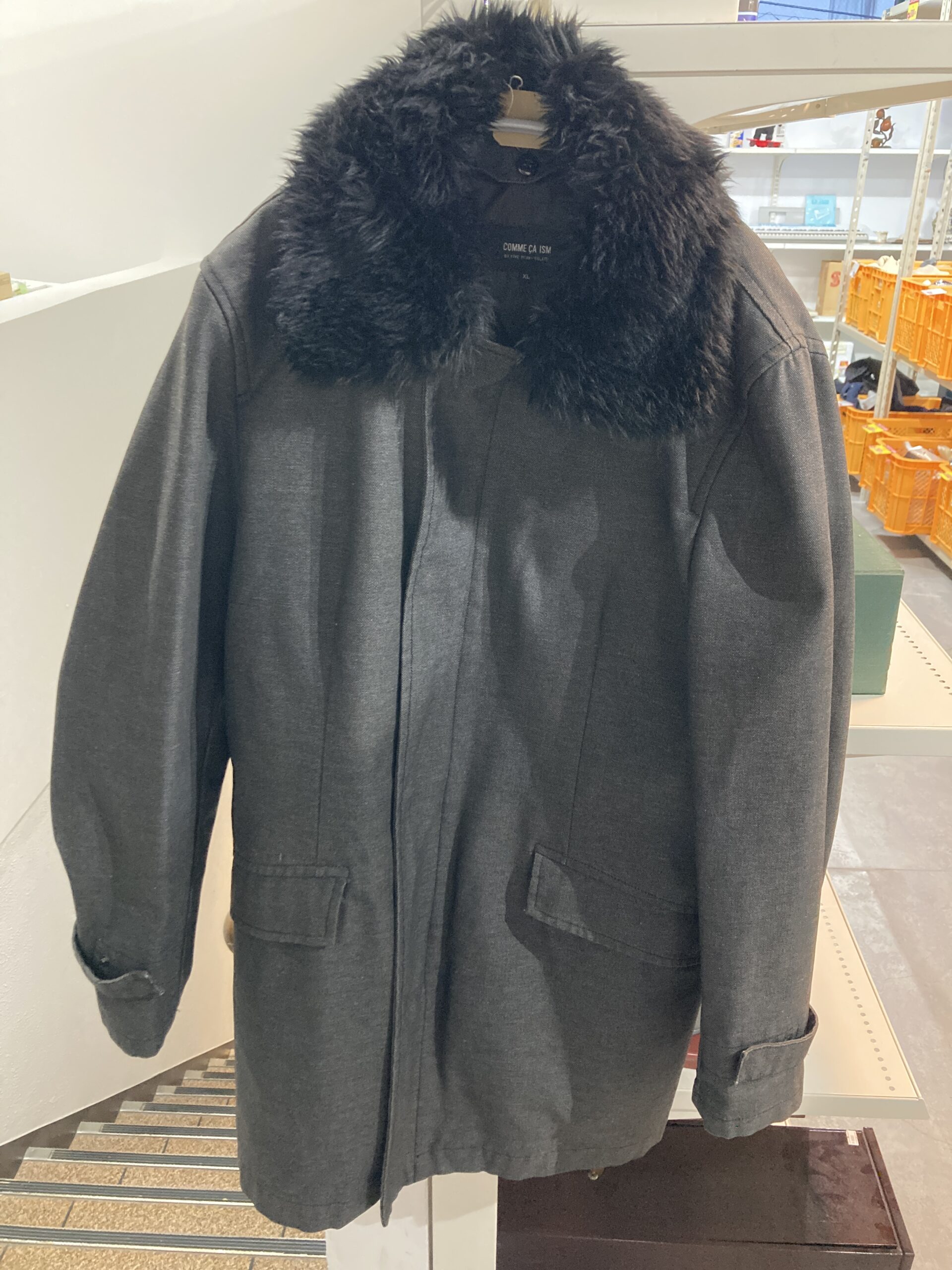 COMME CA ISM フェイクファーコートXL 中古品販売