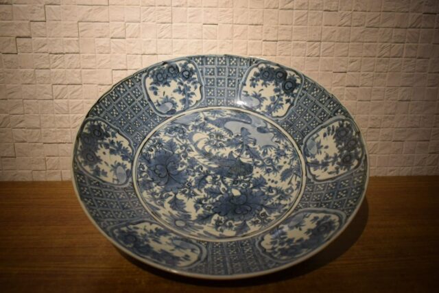 呉須染付大皿 朝鮮美術 骨董品 直径47cm