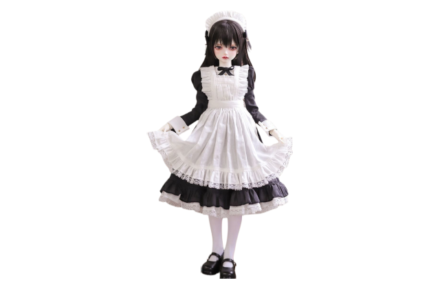 黒髪メイド服の作家もの創作ボールジョイントドール 証明書付き高額買取対象品