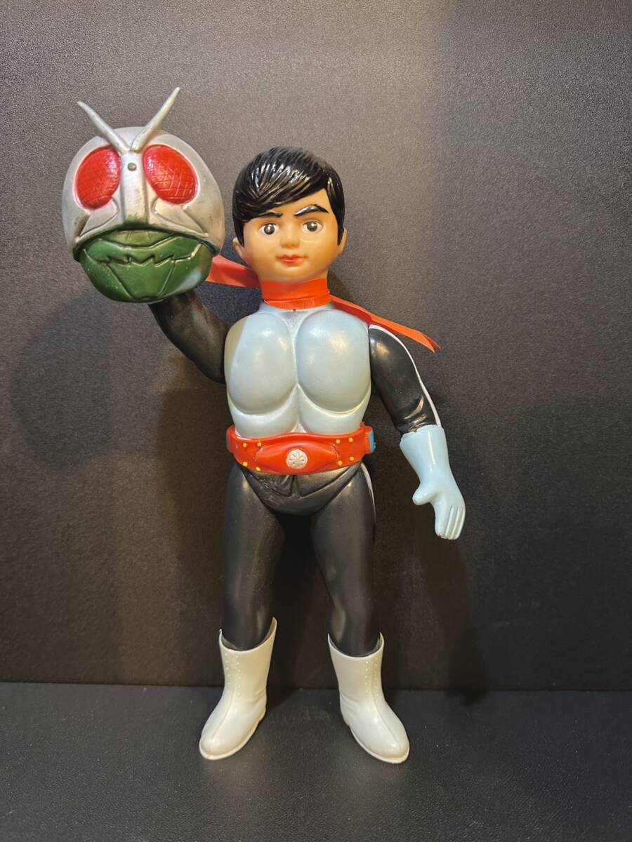 仮面ライダー ソフビ 2本線 旧バンダイ 当時物 約26cm