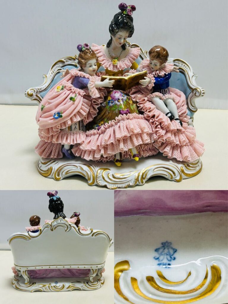 Volkstedt フォルクシュテット レースドール 絵本を読む母子