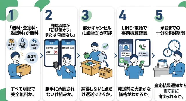 キャンセルでもめない宅配買取業者を選ぶ5つのチェックポイント