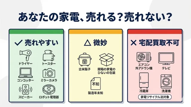 自分の家電は宅配買取で売れる?売れない?判定一覧