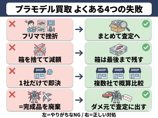 プラモデル買取でよくある失敗と防ぐ方法