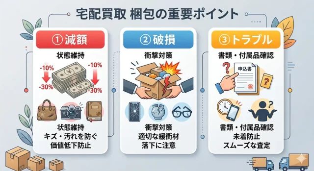 宅配買取の梱包は「減額・破損・トラブル」が大事