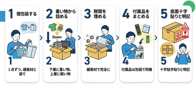 減額されない梱包の5ステップ手順