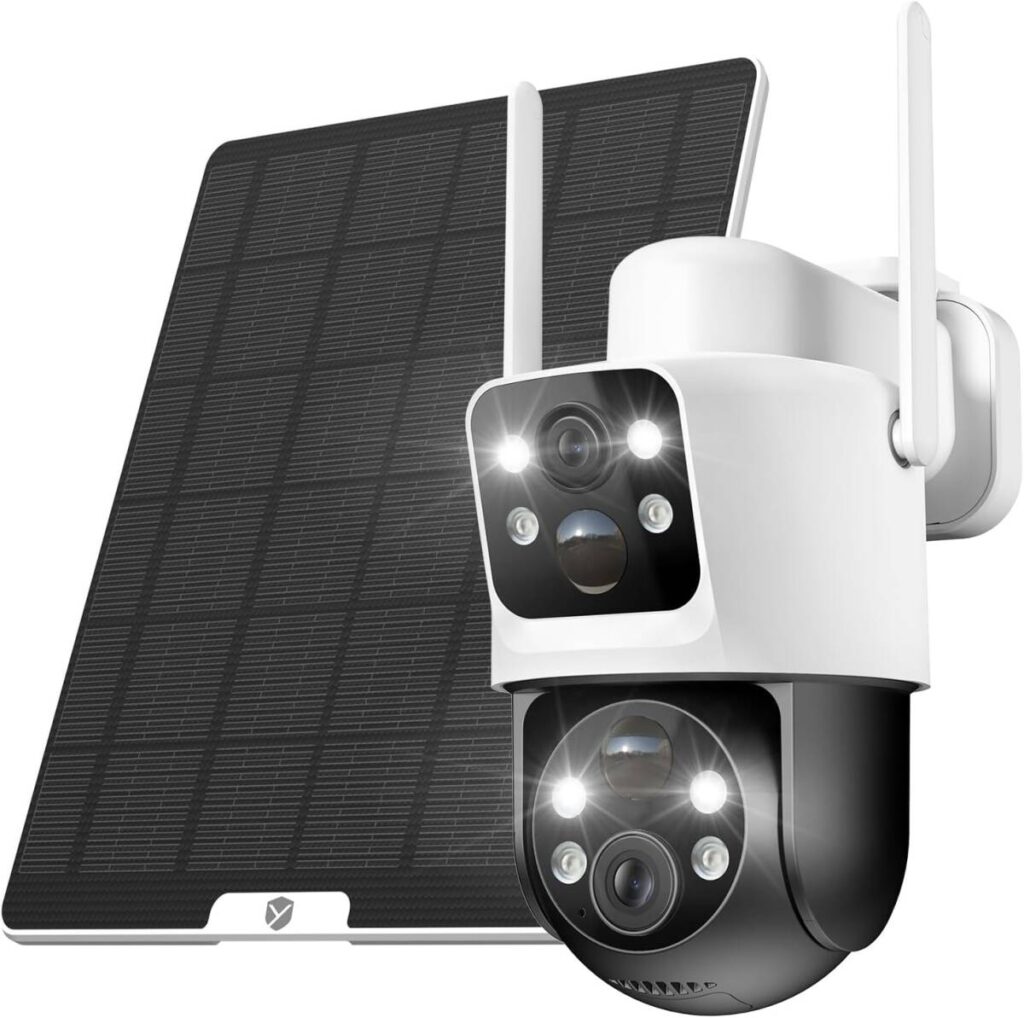 YESRAMO デュアルレンズ ソーラー防犯カメラ 360度監視