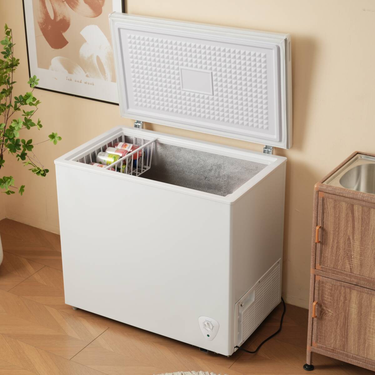 チェストフリーザー 198L 上開き 鍵付き ノンフロン