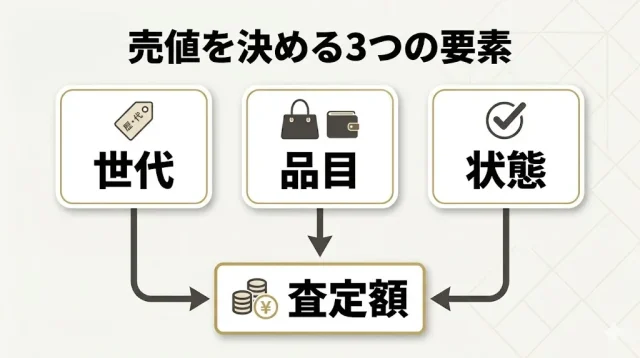 査定額は3つの要素の掛け合わせで決まる