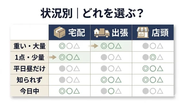 宅配・出張・店頭、広島ではどれを選ぶ?