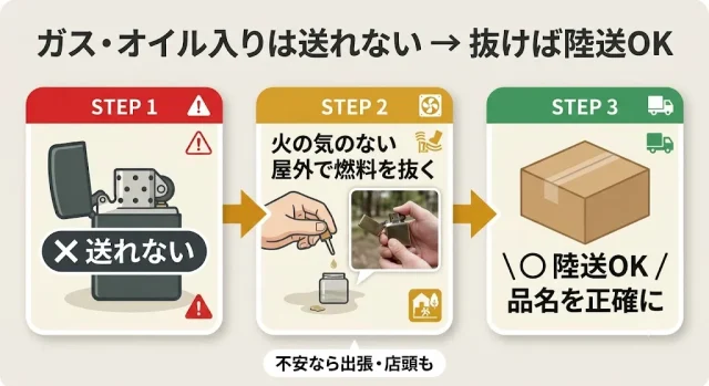 ガスが入ったまま送れる?売るときの安全な送り方
