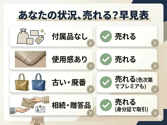 付属品なし・使用感あり・古いゴヤール、それでも売れる?