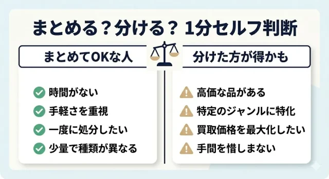 まとめる?分ける? 1分セルフ判断