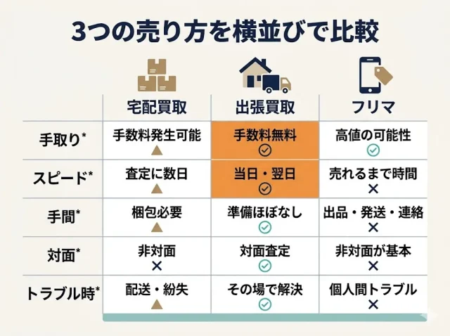 3つの売り方を横並びで比較