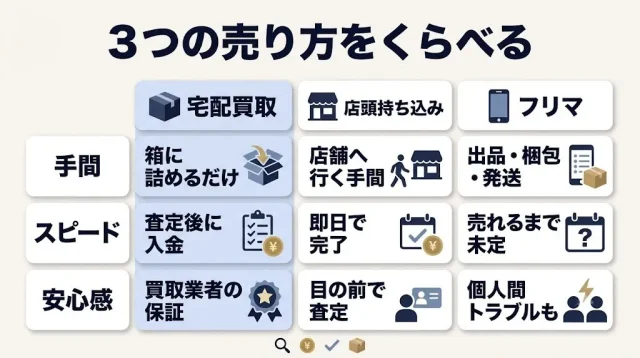3つの売り方をくらべる
