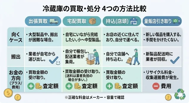出張・宅配・持込・量販店引き取りの比較と選び方
