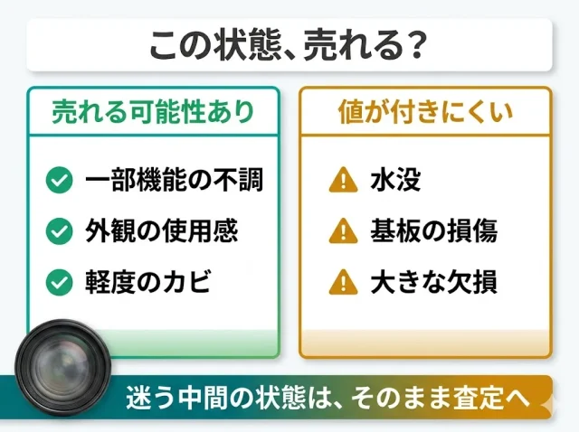 壊れている・カビ・付属品なしでも売れる条件