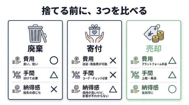 廃棄・寄付・売却の損得比較