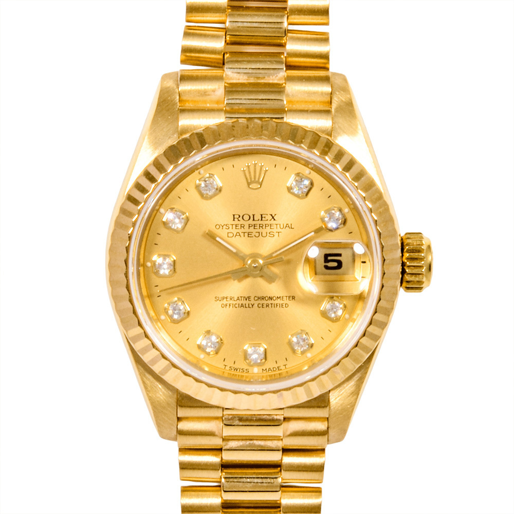 ロレックス ROLEX デイトジャスト 69178G K18YG 10Pダイヤ レディース
