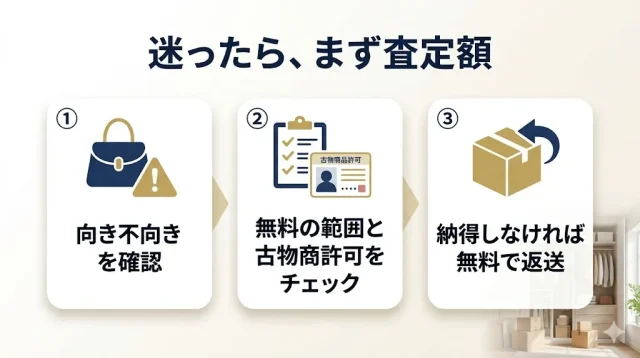 まず査定額を見てから決めることを促す画像