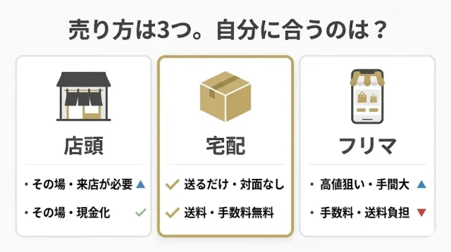 店頭・宅配・フリマの違いと選び方