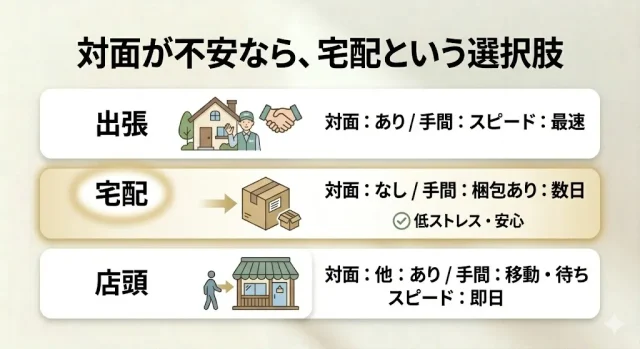 出張・宅配・店頭の違いと「自分に向いている方法」