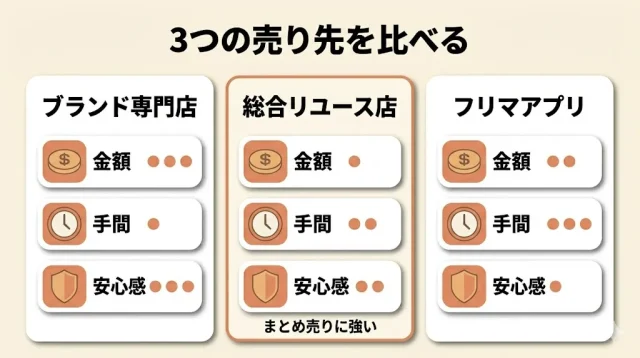 専門店・総合リユース・フリマの違い