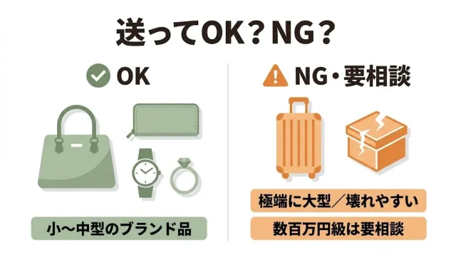 宅配買取に向いているブランド品・向かない品物がわかる画像