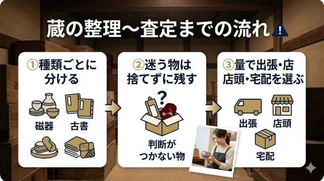 広島の蔵・遺品整理で骨董品が出てきたときの進め方
