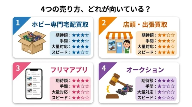 ミニ四駆を売る4つの方法を比較
