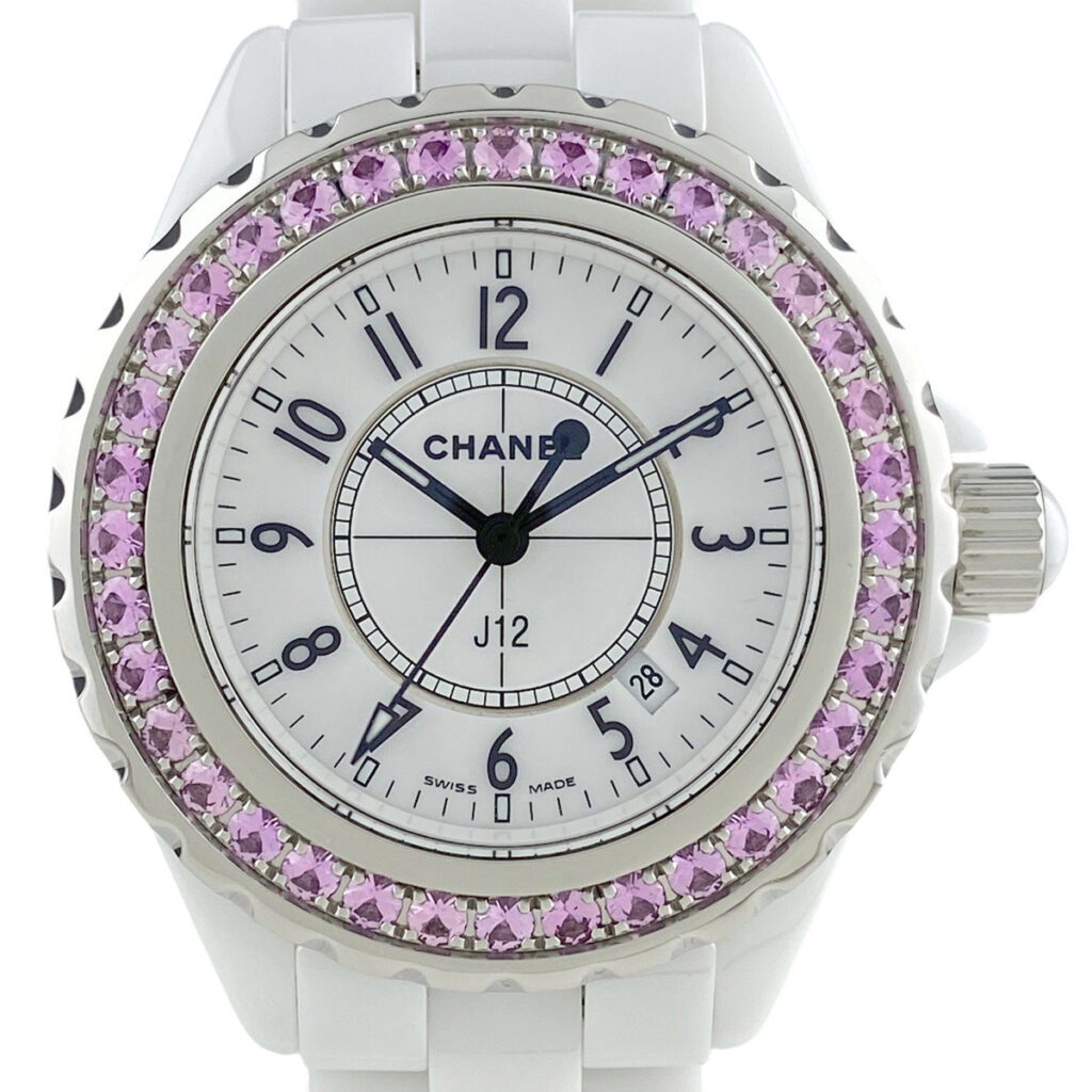 シャネル CHANEL J12 ピンクサファイアベゼル H1181 レディース腕時計