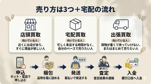 売り方の選び方｜持ち込み・宅配・出張の違い